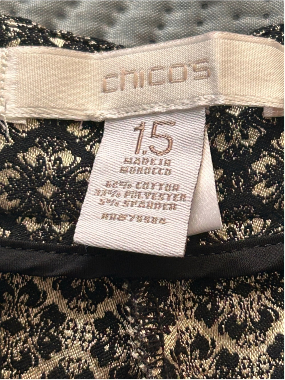 Chico’s Black Gold Geometric Floral Blazer Pants Set 2-Piece set, Size 2 - Picture 5 of 16